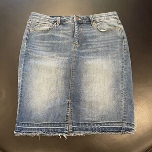 Vintage America stretch denim pencil skirt front slit 10R/30